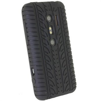 HTC Evo 3D iGadgitz Tyre Tread Design Silikon Skal - Svart