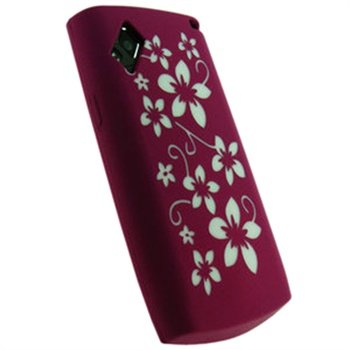 Samsung S8500 Wave iGadgitz Blomma Design Silikon Skal - Rosa / Vit