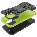Anti-Slip iPhone 14 Hybridskal med Stativ - Svart / Grön