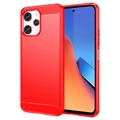 Xiaomi Redmi 12 Borstat TPU Skal - Kolfiber - Röd