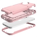 iPhone 12 Mini Hybridskal med Gömd Spegel och Korthållare - Rosa