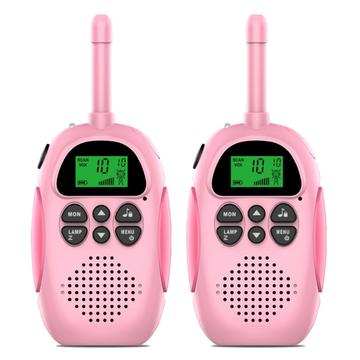 2 st DJ100 Walkie Talkie leksaker för barn Interphone Mini handhållen sändtagare 3 km räckvidd UHF-radio med nyckelband - rosa + rosa