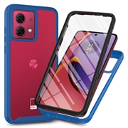 Motorola Moto G84 360 Skydds Skal - Blå / Klar