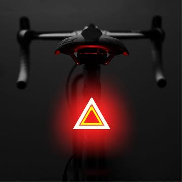 3664 Kreativ baklykta för cykel IPX2 vattentät liten LED-lampa för cykel med USB-laddning för utomhuscykling - Triangelvarning