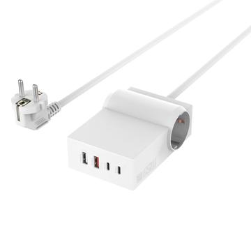 4smarts Desk GaN 6-i-1 grenuttag - 2x EU-kontakter, 2x USB-C, 2x USB-A - Vit