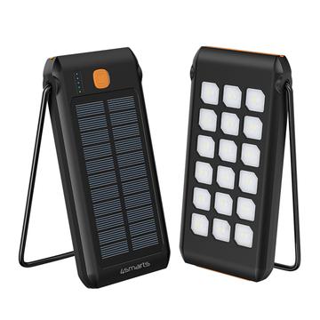 4smarts TitanPack Flex Solar Power Bank 10000mAh med SOS-funktion, stativ, ficklampa - Svart