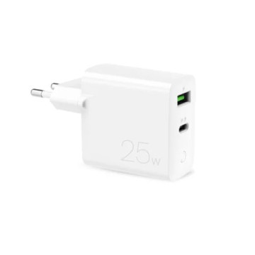 Puro PD snabb väggladdare - 25W, USB-A, USB-C - Vit