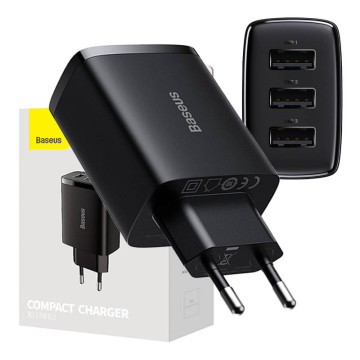 Baseus kompakt snabbladdare CCXJ020101, 3x USB, 17W