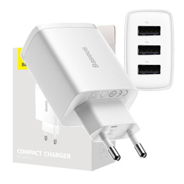 Baseus kompakt snabbladdare CCXJ020102, 3x USB, 17W