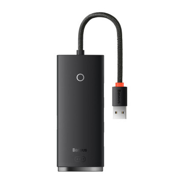 Baseus Lite Series Hub 4in1 WKQX030001 USB till 4x USB 3.0, 25 cm - Svart