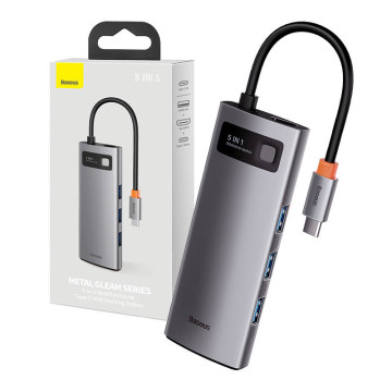 Hub 5in1 Baseus Metal Gleam Series CAHUB-CX0G, USB-C till 3x USB 3.0 + HDMI + USB-C PD