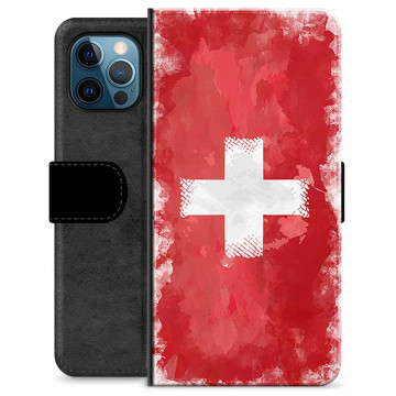 iPhone 12 Pro Premium-flipfodral - Schweizisk Flagga