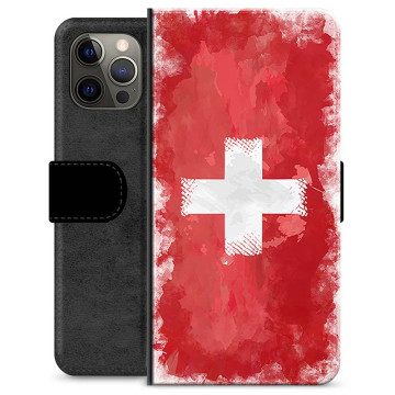 iPhone 12 Pro Max Premium-flipfodral - Schweizisk Flagga