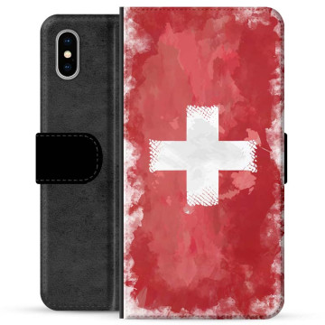 iPhone X / iPhone XS Premium Plånboksfodral - Schweizisk Flagga