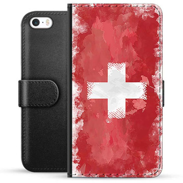 iPhone 5/5S/SE Premium Plånboksfodral - Schweiziska Flaggan