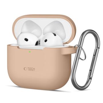 AirPods 4 Tech-Protect silikonfodral för krok - Caffe Latte