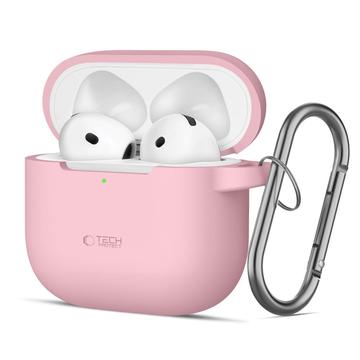 AirPods 4 Tech-Protect silikonfodral med krok - Dammig rosa