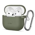 AirPods 4 Tech-Protect silikonfodral med krok - Olivgrön