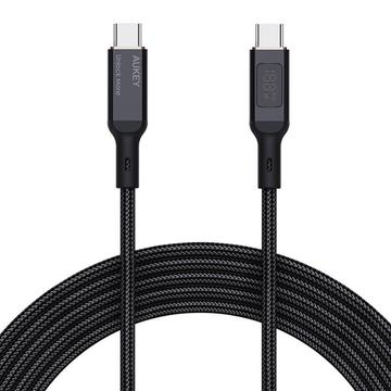 Aukey CB-MCC101 USB-C-kabel med LCD-skärm - 100W, 1m - Svart