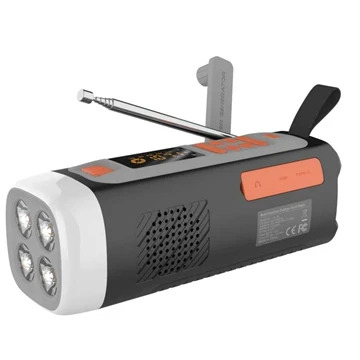 Campinghandvevad solcellsradio / Bluetooth-högtalare / Powerbank LR-7A - 4500mAh, AM/FM/SW