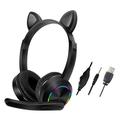 Cat Ears AKZ-020 Over-Ear trådbundna hörlurar för barn / Gamingheadset med mikrofon - Svart