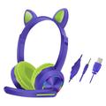 Cat Ears AKZ-020 Over-Ear trådbundna hörlurar för barn / Gamingheadset med mikrofon - Lila