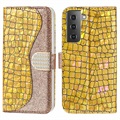 Croco Bling Series Samsung Galaxy S21 FE 5G Plånboksfodral - Guld