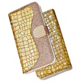 Croco Bling Series Samsung Galaxy S21 FE 5G Plånboksfodral - Guld