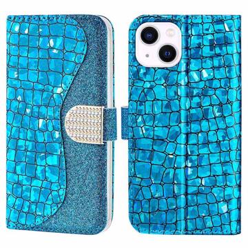 Croco Bling Series iPhone 14 Plånboksfodral - Blå