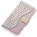 Croco Bling Series iPhone 14 Plånboksfodral - Roséguld