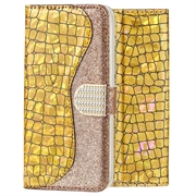 Croco Bling iPhone XS Max Plånboksfodral (Öppen Förpackning - Utmärkt) - Guld