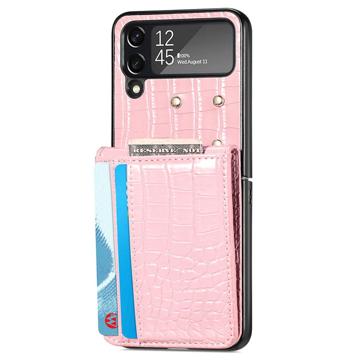 Crocodile Series Samsung Galaxy Z Flip4 5G Plånboksfodral - Rosa