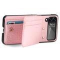 Crocodile Series Samsung Galaxy Z Flip4 5G Plånboksfodral - Rosa