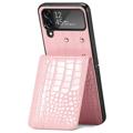 Crocodile Series Samsung Galaxy Z Flip4 5G Plånboksfodral - Rosa