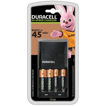 Duracell CEF27 Hi-Speed batteriladdare med 2x AAA, 2x AA-batterier