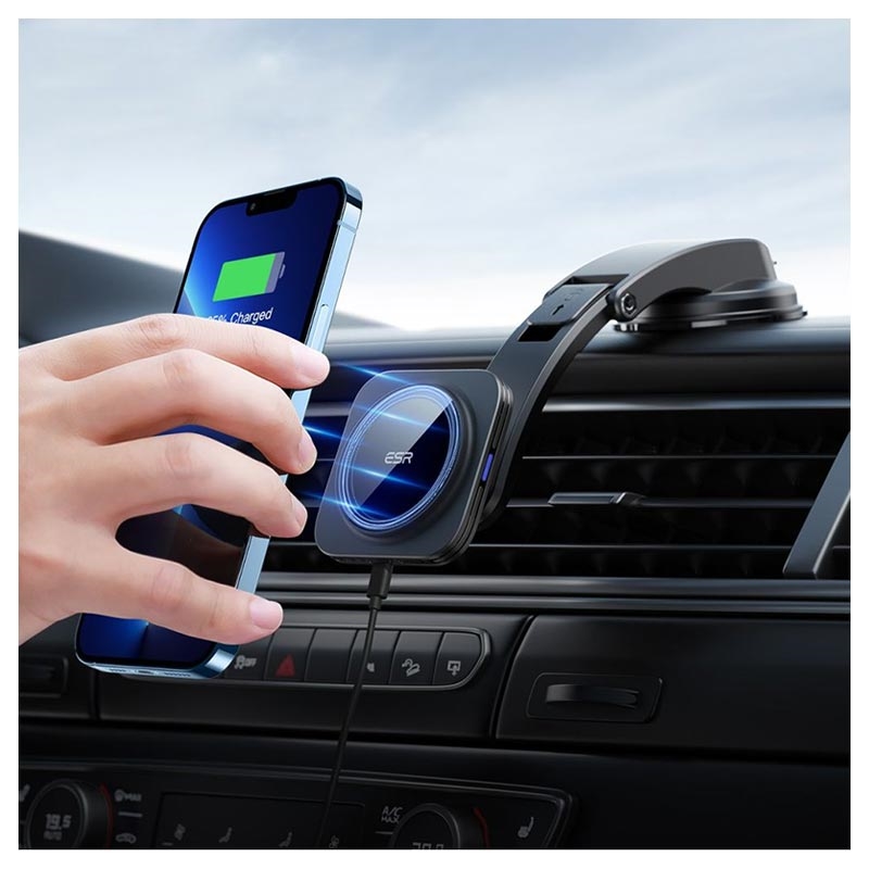 ESR HaloLock till MagSafe-billaddare för bilmonteringsladdare [15 W  snabbladdning], trådlös MagSafe-billaddare för luftventil, magnetisk