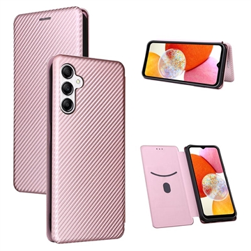 Samsung Galaxy A14 Flipfodral - Kolfiber - Roséguld