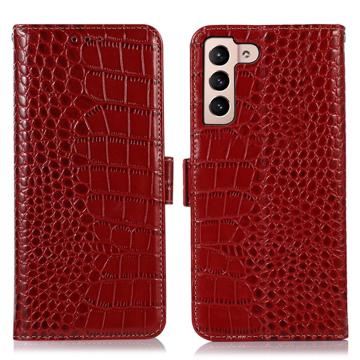 Crocodile Serie Samsung Galaxy S23 5G Läder Plånboksfodral med RFID - Röd