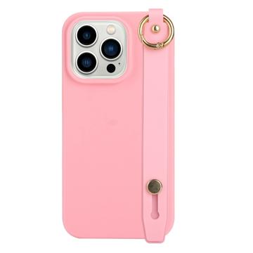 Candy Color iPhone 14 Pro TPU-skal med Handrem - Rosa