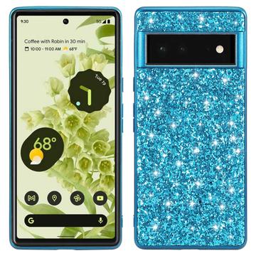 Google Pixel 8a Glitter Series Hybrid Skal - Blå