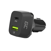 Green Cell 48W billaddare med USB-C Power Delivery och USB-A Quick Charge 3.0 - snabbladdning för smartphones och surfplattor