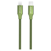 GreyLime 18W Flätad USB-C / Lightning Kabel - MFi-Certifierad - 1m - Grön