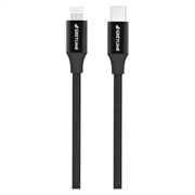 GreyLime 18W Flätad USB-C / Lightning Kabel - MFi-Certifierad - 2m - Svart