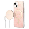 Guess 4G Edition Bundle Pack iPhone 14 Skal & Trådlös Laddare - Rosa