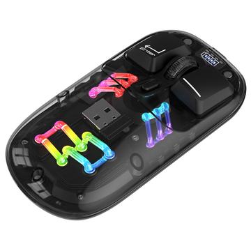 HXSJ T200 Dual-Mode trådlös Bluetooth-mus med RGB-belysning