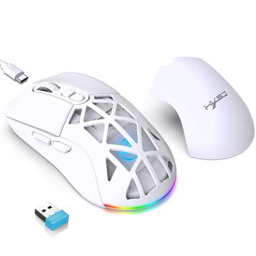 HXSJ T26 RGB-bakgrundsbelyst trådlös mus / Bluetooth-mus 4800 DPI - Vit