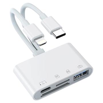 Höghastighets 4-i-2 USB-C & Lightning till SD/TF-kortläsare, USB-C, USB OTG kameraadapter