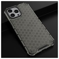 Honeycomb Armored iPhone 14 Pro Hybrid Skal - Svart