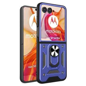 Motorola Razr 50 Ultra Hybridskal med Ringhållare - Blå