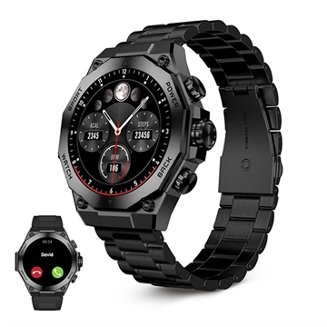 Ksix Titanium AMOLED Smartwatch - Armband i rostfritt stål och silikon - Svart